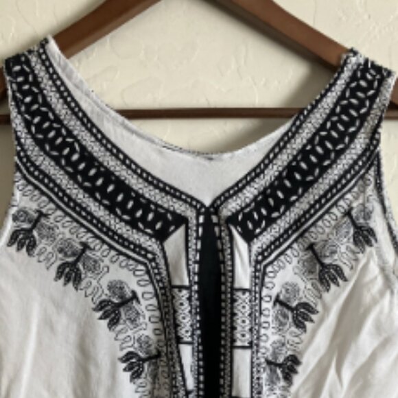 Hawaiian Beach Dress Womens Black White One Size Sleeveless Midi BOHO Mr Buho - Picture 3 of 11